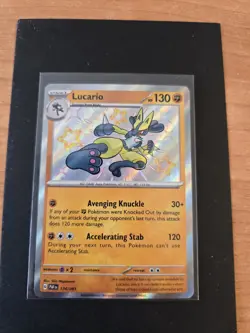 Pokemon TCG Lucario Card 174/091 Holo Shiny Rare Paldean Fates - Image 1