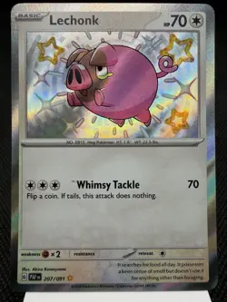 Lechonk 207/091 - Shiny Holo Rare - Paldean Fates Pokemon Card MINT - Image 1