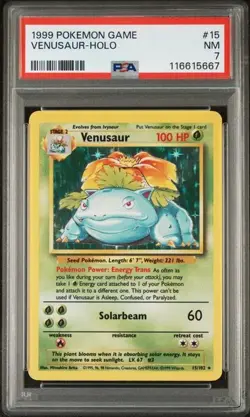 1999 POKEMON GAME BASE SET #15 VENUSAUR-HOLO PSA 7 - Image 1