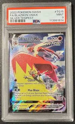 PSA 9 BLAZIKEN VMAX TG15/TG30 FULL ART SILVER TEMPEST POKEMON - Image 1