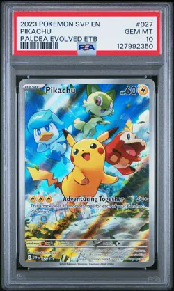 2023 POKEMON SVP EN-SV BLACK STAR PROMO #027 PIKACHU PSA 10 - Image 1