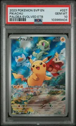 2023 POKEMON SVP EN-SV BLACK STAR PROMO #027 PIKACHU PSA 10 - Image 1