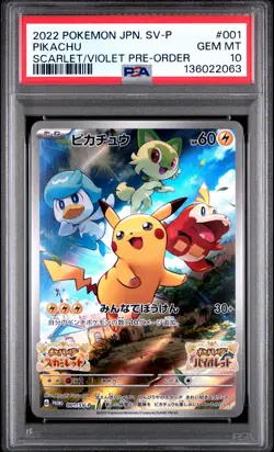 2022 POKEMON JPN SV PROMO SCARLET & VIOLET PRE-ORDER #001 PIKACHU PSA 10 - Image 1