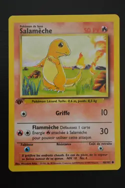 Pokemon TCG CHARMANDER 1ST EDITION FRENCH SALAMECHE Base Set 46/102 NM - Image 1