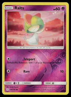 Pokemon Card Cosmic Eclipse Ralts 80/236 Common Reverse Holo - Image 1