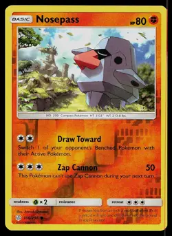 Pokemon Card Cosmic Eclipse Nosepass 106/236 Common Reverse Holo - Image 1