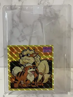 VTG 1995 Pokemon Topsun Sticker Holo Growlithe & Arcanine Japanese Japan - Image 1