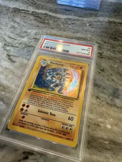 1999 Pokemon TCG Machamp Holo 1st Edition Rare PSA 8 vintage classic - Image 1