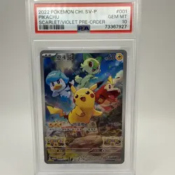 PSA 10 - Pikachu Chinese Promo 001/SV-P 2022 Pokemon Scarlet & Violet Pre-Order - Image 1