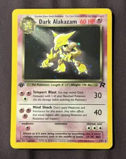 Pokemon Dark Alakazam Team Rocket Holo Rare 1st Edition 1/82 60HP 2000 - Image 1