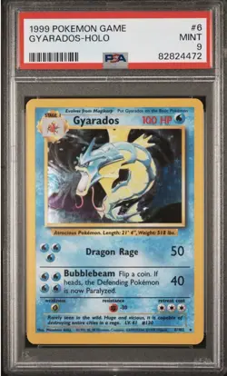 Pokemon Gyarados Base Set Unlimited Holo Rare #6 PSA 9 Mint - Image 1