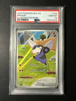Drilbur 124/086 Illustration Rare Black Bolt Pokemon PSA 10 - Image 1