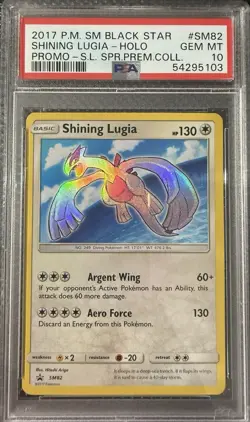 Shining Lugia Holo #SM82 - 2017 Pokemon SM Black Star Promo - GEM Mint PSA 10 - Image 1