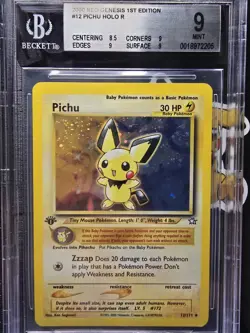 2000 Pokemon Neo Genesis 1st Edition #12 Pichu Holo BGS 9 MINT - Image 2