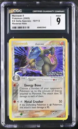 CGC 9 MINT Marowak EX Delta Species 10/113 Reverse Holo Stamped Pokemon Card - Image 1