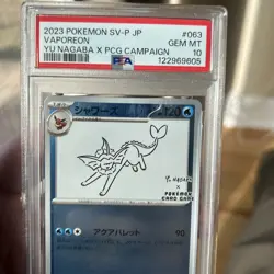 PSA 10 Gem Mint Vaporeon Japanese Yu Nagaba x PCG SV Promo Pokemon Card 063/SV-P - Image 2