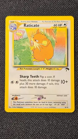 Pokemon 2001 Raticate Southern Islands #6/18 Card LP+ - Image 2