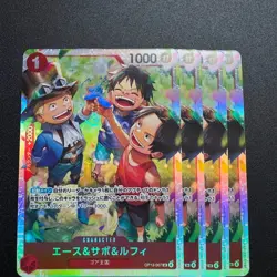 4x Ace & Sabo & Luffy OP13-007 SR - One Piece TCG Japanese Playset Near-Mint - Image 1