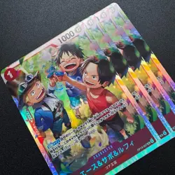4x Ace & Sabo & Luffy OP13-007 SR - One Piece TCG Japanese Playset Near-Mint - Image 4