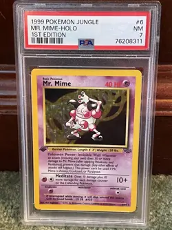 PSA 7 Thick Border Pokemon TCG Mr. Mime Jungle 6/64 Holo 1st Edition Holo Rare - Image 1