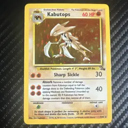 Pokemon TCG Kabutops Holo Rare Card 9/62 Fossil LP - Image 1