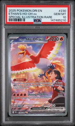 2025 POKEMON DRI EN-DESTINED RIVALS #230 ETHAN'S HO-OH EX PSA 10 - Image 1