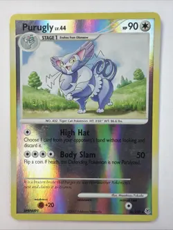 Purugly 36/130 Diamond and Pearl Pokemon Reverse Holo Base Set Vintage - Image 1