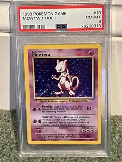 Pokemon PSA 8 TCG Mewtwo Base Set 10/102 Card Unlimited Holo Rare Vintage Old - Image 1