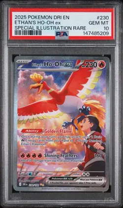 2025 POKEMON DRI EN-DESTINED RIVALS #230 ETHAN'S HO-OH EX PSA 10 - Image 1
