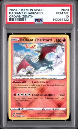 2023 POKEMON SWORD & SHIELD CROWN ZENITH #020 RADIANT CHARIZARD PSA 10 - Image 1