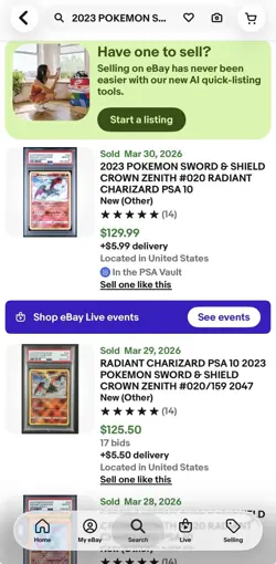 2023 POKEMON SWORD & SHIELD CROWN ZENITH #020 RADIANT CHARIZARD PSA 10 - Image 5
