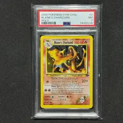 Blaine's Charizard 2/132 Holo Gym Challenge W/ Error 2000 Pokemon Card PSA 7 NM - Image 1