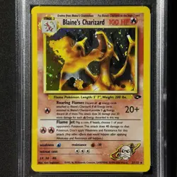 Blaine's Charizard 2/132 Holo Gym Challenge W/ Error 2000 Pokemon Card PSA 7 NM - Image 4