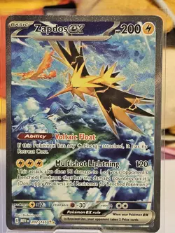 Pokemon Zapdos ex Ultra Rare Full Art Holo Scarlet & Violet 151 Card — NM - Image 1