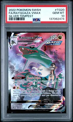 2022 POKEMON SWORD & SHIELD SILVER TEMPEST #TG20 FULL ART/RAYQUAZA VMAX PSA 10 - Image 1