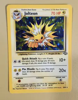 1999 Pokemon Jungle Jolteon Holo - see video of Holo & Card - Image 1