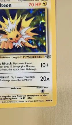 1999 Pokemon Jungle Jolteon Holo - see video of Holo & Card - Image 5