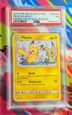 Pikachu SM162 Team Up Promo Holo Pokemon PSA 7 - Image 2