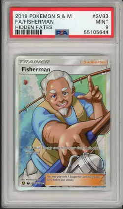 2019 Pokemon Sun & Moon Hidden Fates Fisherman Full Art #SV83 PSA 9 - Image 1