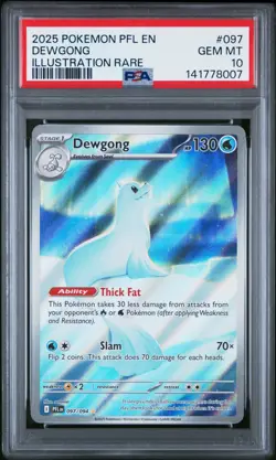 2025 POKEMON PFL EN-PHANTASMAL FLAMES ILLUSTRATION RARE #097 DEWGONG PSA 10 - Image 1