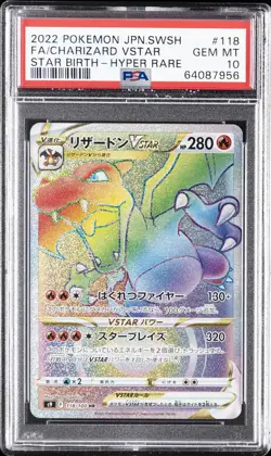 2022 POKEMON JPN SWORD & SHIELD STAR BIRTH #118 FULL ART/CHARIZARD VSTAR PSA 10 - Image 1