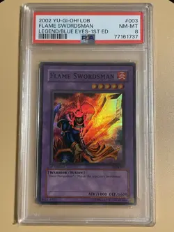 Yu-Gi-Oh! TCG Flame Swordsman Legend of Blue Eyes PSA 8 LOB-003 1st.l Edition NM - Image 1