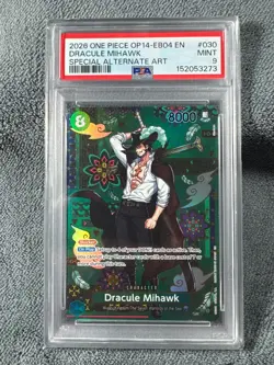 PSA 9 Dracule Mihawk (SP Alt) The Azure Sea's Seven OP12-030 EN One Piece B13 - Image 1