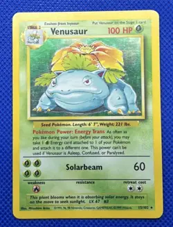 Pokemon TCG: Venusaur 15/102 Holo Rare base set WOTC 1999 Vintage Card - Image 1