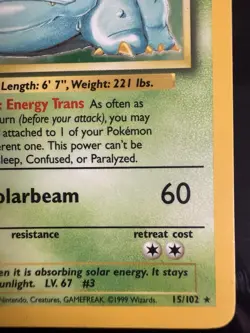 Pokemon Venusaur Holo Rare Card 15/102 Base Set, Vintage 1999 WOTC TCG LP - Image 4