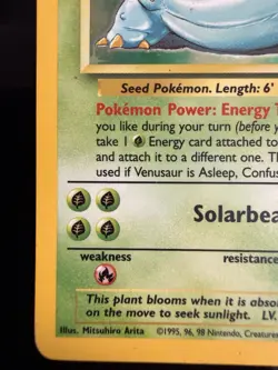 Pokemon Venusaur Holo Rare Card 15/102 Base Set, Vintage 1999 WOTC TCG LP - Image 5