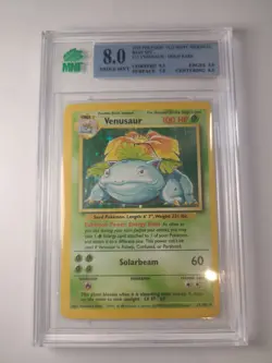 Pokemon TCG - Venusaur 15/102 Base Set Holo Rare MNT Graded 8 - Image 1