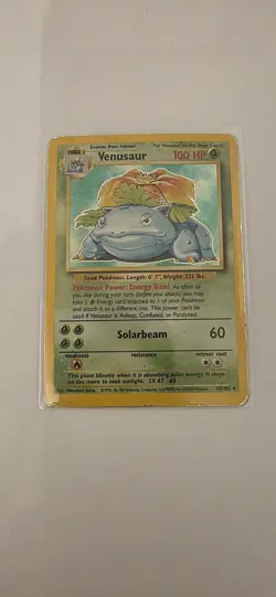 Pokemon TCG Venusaur Holo Rare Card Base Set 15/102, 1999 Edition - Image 1