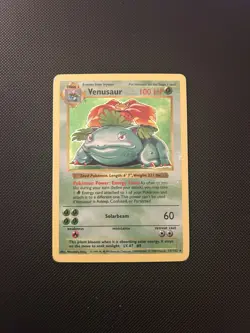 Pokemon TCG Venusaur Base Set Shadowless Holo Unlimited 15/102 Damaged - Image 1