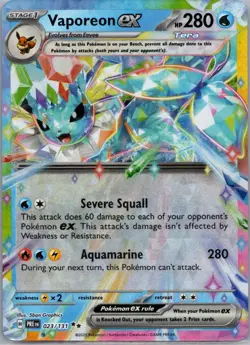 VAPOREON EX 023/131 DOUBLE RARE PRISMATIC EVOLUTIONS POKEMON NM - Image 1